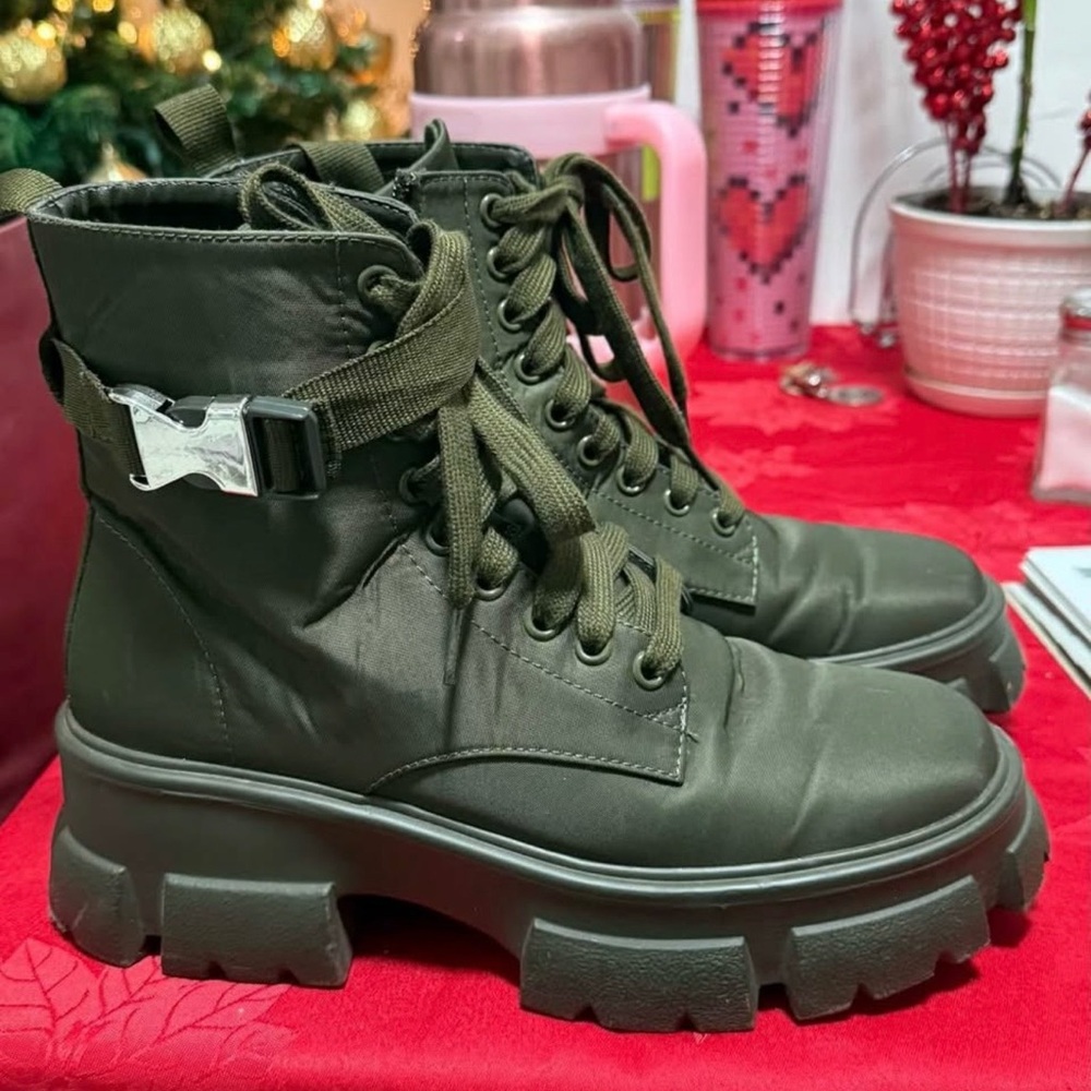 Olive Green Women's Combat Boots